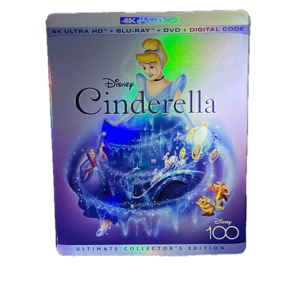 Disney 100 Cinderella 4K Ultra HD Blu-ray DVD Digital Code Ultimate Collector's - Picture 1 of 4